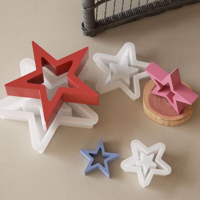 DIY dropper mold hollow out large, medium, small five pointed star Christmas tree decoration pendant table silicone mold