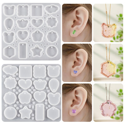 Crystal Drip Glue DIY Full page Jewelry Earstuds Non polishing Rounded Pendant Key Hanging Jewelry Silicone Mold