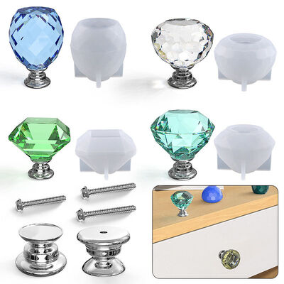 Molde de resina con gotero de cristal DIY, accesorios de manija de cajón poligonal seccional, molde de silicona