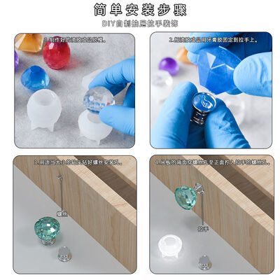 Molde de resina con gotero de cristal DIY, accesorios de manija de cajón poligonal seccional, molde de silicona