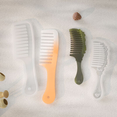 Crystal Drip Glue DIY Comb Mold Regular Comb Handmade 4 Long Short Crescent Combs Mirror Silicone Mold