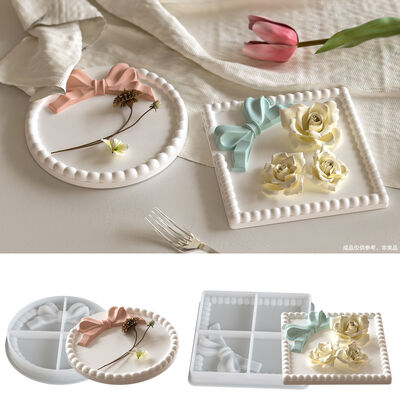 DIY Square Round Bow Bubble Bead Coaster Ins Wind Aromatherapy Gypsum Plate Silicone Mold