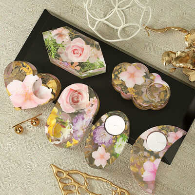 Adhesivo de goteo de cristal herramientas de molienda de yeso elíptico corazón de luna hexagonal mesa de velas moho de silicona