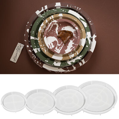 DIY Drip Glue Gypsum Cement Disc Round Plate Mold Large Circular Storage Tray Flower Pot Base Silicone Mold