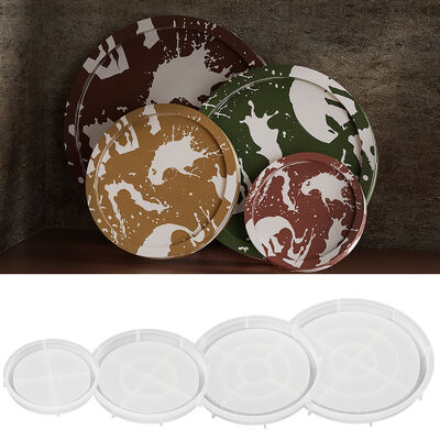 DIY Drip Glue Gypsum Cement Disc Round Plate Mold Large Circular Storage Tray Flower Pot Base Silicone Mold