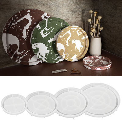DIY Drip Glue Gypsum Cement Disc Round Plate Mold Large Circular Storage Tray Flower Pot Base Silicone Mold
