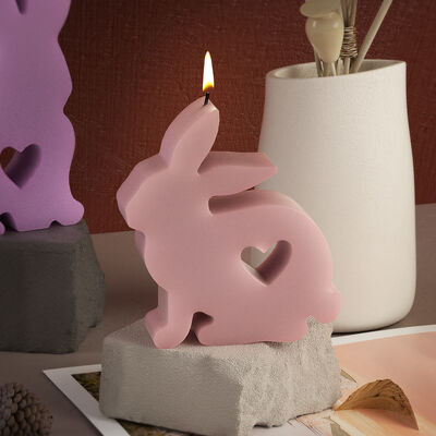 Little Rabbit Gypsum Grinding Heart Rabbit Incense Candle Mold Cute Easter Ornament Silicone Mold