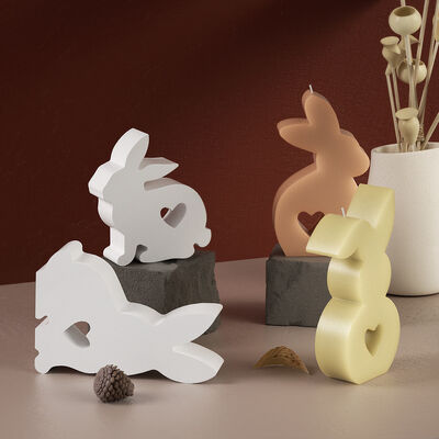 Little Rabbit Gypsum Grinding Heart Rabbit Incense Candle Mold Cute Easter Ornament Silicone Mold