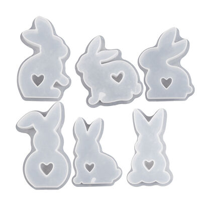 Little Rabbit Gypsum Grinding Heart Rabbit Incense Candle Mold Cute Easter Ornament Silicone Mold