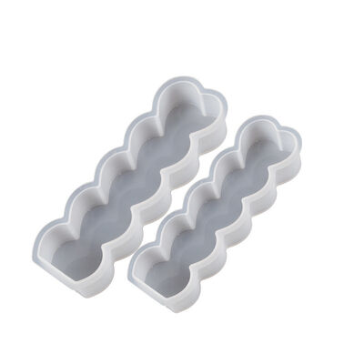 DIY Crystal Dropping Resin Gypsum Ornament Five Link Love Bar Candle Silicone Mold Wholesale