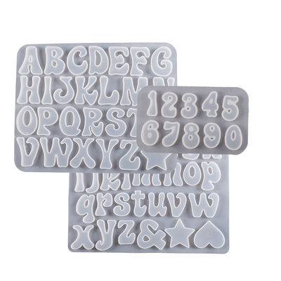 DIY Crystal Dropping Gel Mirror Size English Alphabet Number Pendant Keychain Silicone Mold