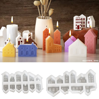 DIY Mini House Silicone Mold with Ten Grid and Twelve Grid European style House Decoration Dropped Gypsum Mold