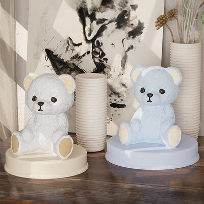 DIY crystal dropper 3D teddy bear with smiling face, sitting bear, setting table, cold drink, ice bear, silicone mold