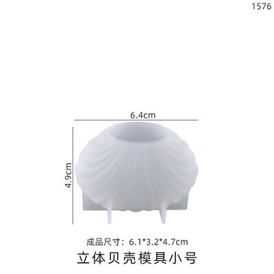 Molde de vela de concha de tamaño de gota DIY, molde de silicona con espejo de vela para aromaterapia en forma de abanico