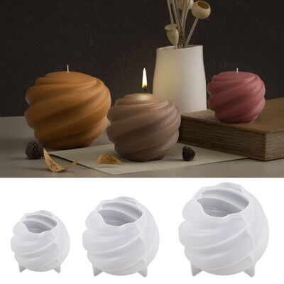 Circular rotating spherical candle mold, planet rotating spiral carving, earth spherical aromatherapy candle silicone mold