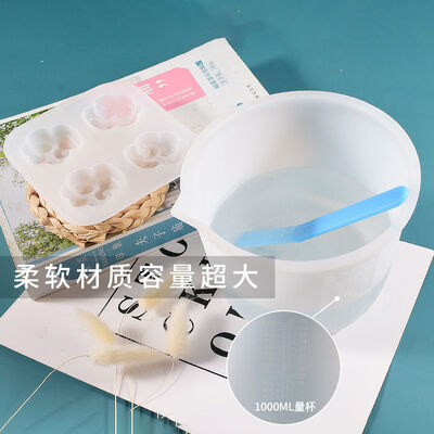 DIY crystal dropper resin mold 1000ml with graduated silicone measuring cup baking cup