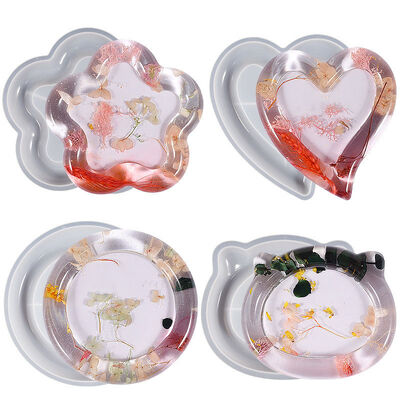 DIY crystal dropper resin gypsum storage tray, circular heart-shaped cat head flower dish, silicone mold