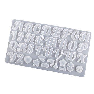 DIY crystal drop glue 26 letter full page silicone mold, uppercase and lowercase letters, marine plant pendant, grinding