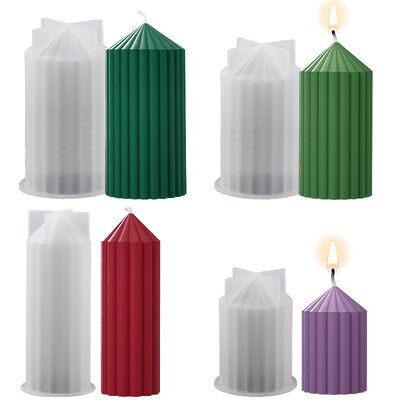 DIY Crystal Dropping Resin Candle Grinding Stripe Cylindrical Vertebral Pendulum Jewelry Silicone Mold