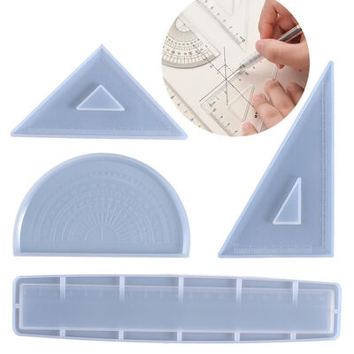 New crystal dropper four piece set ruler protractor silicone mold DIY cartoon triangle ruler mold
