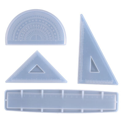 New crystal dropper four piece set ruler protractor silicone mold DIY cartoon triangle ruler mold