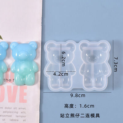 DIY crystal dropper mold, homemade teddy bear and doll cute three-dimensional table decoration silicone mold