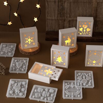 DIY gypsum cement Christmas snowflakes reindeer Christmas tree angel hollow Easter egg lamp silhouette silicone mold