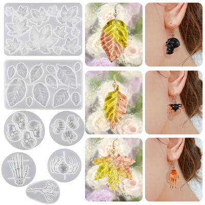 DIY Glue Mirror Halloween Skull Skull Hand Pumpkin Spider Tree Trunk Leaf Earrings Silicone Mold