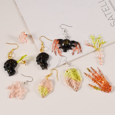 DIY Glue Mirror Halloween Skull Skull Hand Pumpkin Spider Tree Trunk Leaf Earrings Silicone Mold