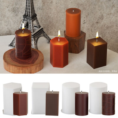 DIY Glue Dropping Geometric Aromatherapy Candle Silicone Mold Cylindrical Leather Pattern Square Hexagonal Gypsum Pendant Dropping Mold