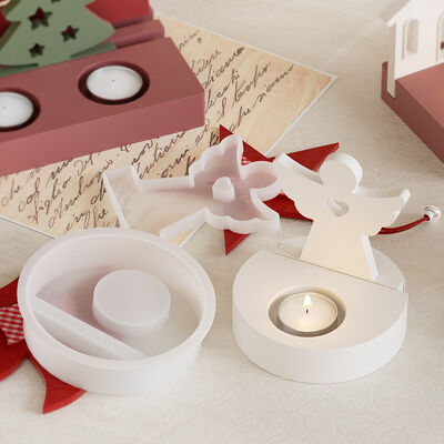 DIY Drip Glue Gypsum Wansheng Castle House Angel Christmas Tree Single hole Double hole Three hole Candle Stand Silicone Mold