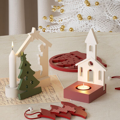 DIY Drip Glue Gypsum Wansheng Castle House Angel Christmas Tree Single hole Double hole Three hole Candle Stand Silicone Mold