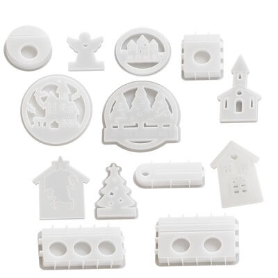 DIY Drip Glue Gypsum Wansheng Castle House Angel Christmas Tree Single hole Double hole Three hole Candle Stand Silicone Mold