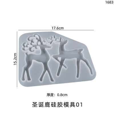 DIY Crystal Dropping Mold Christmas Series Christmas Deer Keychain New Year Listing Silicone Mold