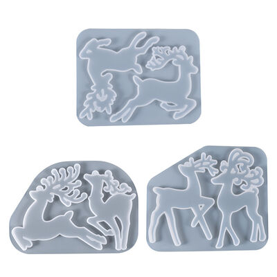 DIY Crystal Dropping Mold Christmas Series Christmas Deer Keychain New Year Listing Silicone Mold