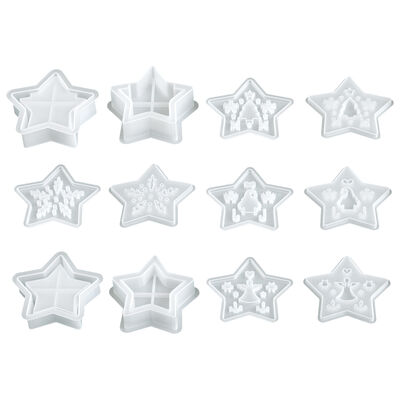 DIY Gypsum Pentagram Pen Holder Flower Insertion Christmas Tree Santa Claus Snowflake Angel Hollow Silhouette Lamp Box Silicone Mold
