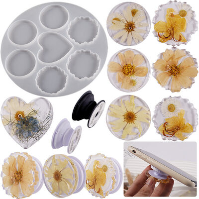 DIY crystal dropper irregular circular heart-shaped airbag phone holder jewelry hanging silicone mold