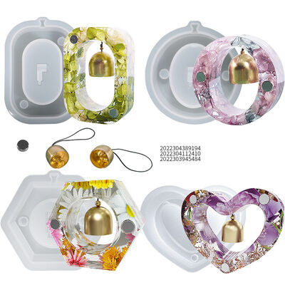 DIY Crystal Dropping Resin Gypsum Aromatherapy Elliptical Hexagonal Rectangular Love Door Bell Silicone Mold