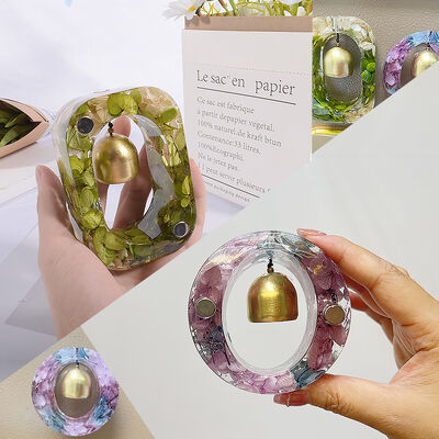 DIY Crystal Dropping Resin Gypsum Aromatherapy Elliptical Hexagonal Rectangular Love Door Bell Silicone Mold