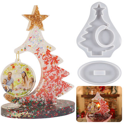Crystal dropper resin Christmas tree photo frame silicone mold DIY gypsum ornament hanging dropper mold