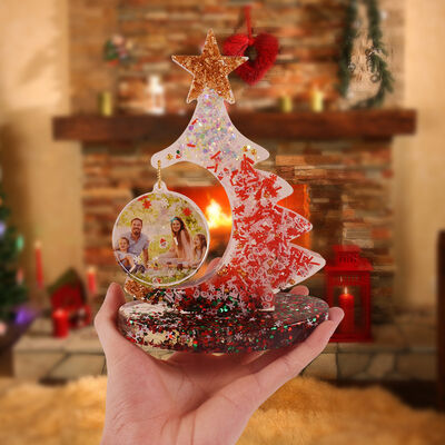 Crystal dropper resin Christmas tree photo frame silicone mold DIY gypsum ornament hanging dropper mold