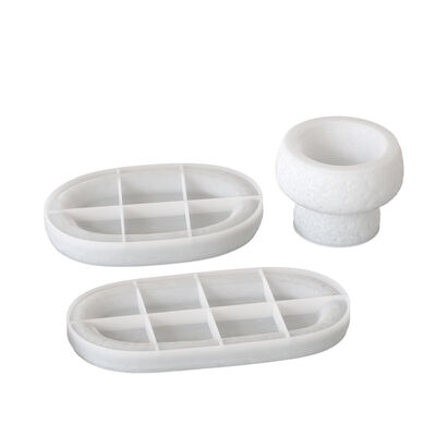 DIY Cement Gypsum Rock Elliptical Tray Aromatherapy Stone Pattern Circular Candle Cup Storage Can Dropping Silicone Mold