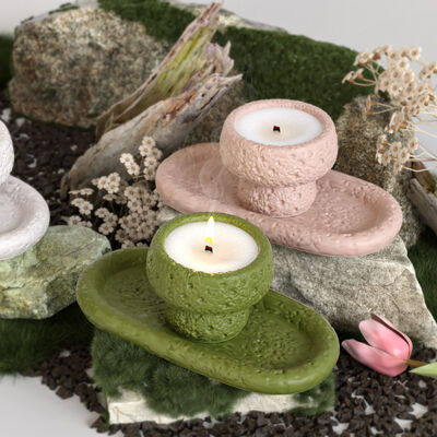DIY Cement Gypsum Rock Elliptical Tray Aromatherapy Stone Pattern Circular Candle Cup Storage Can Dropping Silicone Mold