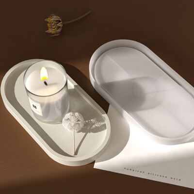 DIY Crystal Dropping Gel Elliptical Storage Dish Silicone Mold Aromatherapy Gypsum Tray Decoration Mold