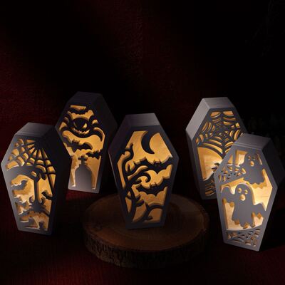 DIY adhesive plaster cement Halloween ghost demon spider coffin hollow Easter egg lamp silhouette silicone mold