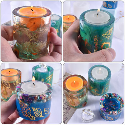 DIY crystal dropper resin wax candle holder large, medium, small cylindrical aromatherapy tray jewelry silicone mold