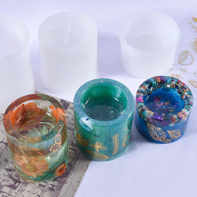 DIY crystal dropper resin wax candle holder large, medium, small cylindrical aromatherapy tray jewelry silicone mold