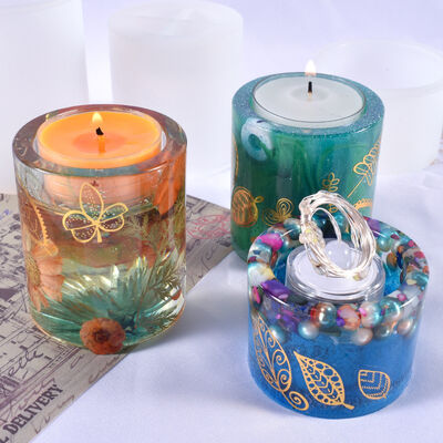 DIY crystal dropper resin wax candle holder large, medium, small cylindrical aromatherapy tray jewelry silicone mold