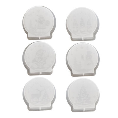 DIY circular mirror relief Santa Claus reindeer snowman tree gypsum candle ornament silicone mold