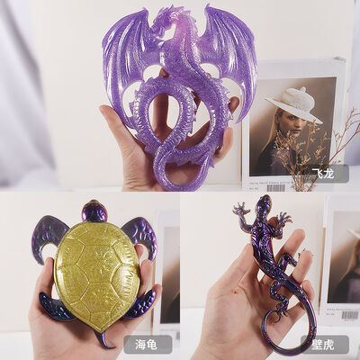 DIY Drip Glue Flying Dragon Sea Turtle gecko Chameleon Wall Hanging Silicone Mold Fire Dragon Gypsum Ornament Grinding Tool